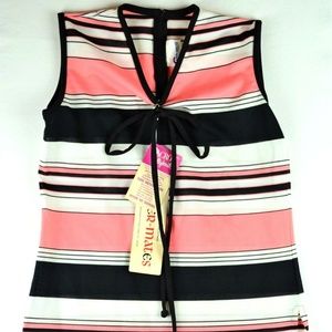 Caper Mates 1960's Top Shirt Sleeveless Striped